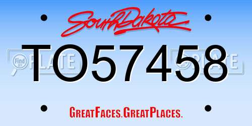 TO57458 South Dakota License Plate