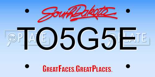 TO5G5E South Dakota License Plate