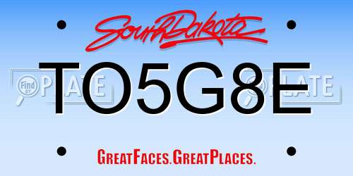 TO5G8E South Dakota License Plate