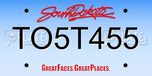TO5T455 South Dakota License Plate