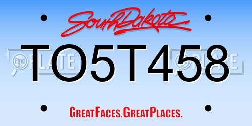 TO5T458 South Dakota License Plate