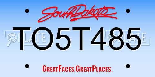 TO5T485 South Dakota License Plate
