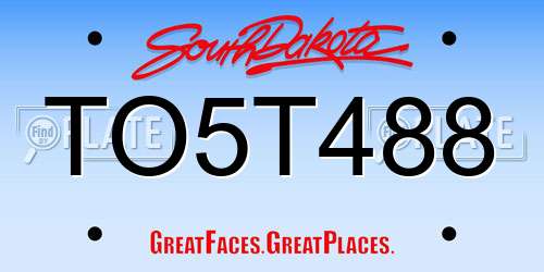 TO5T488 South Dakota License Plate