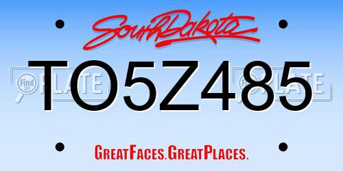 TO5Z485 South Dakota License Plate