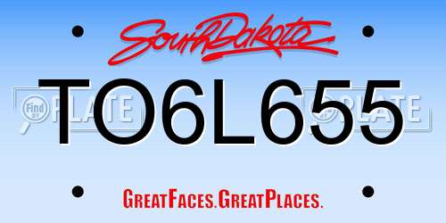 TO6L655 South Dakota License Plate