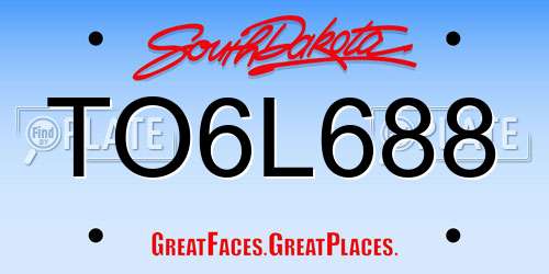TO6L688 South Dakota License Plate