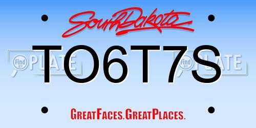 TO6T7S South Dakota License Plate