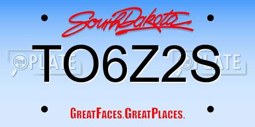 TO6Z2S South Dakota License Plate