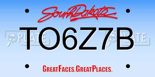 TO6Z7B South Dakota License Plate