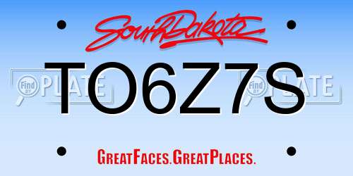 TO6Z7S South Dakota License Plate