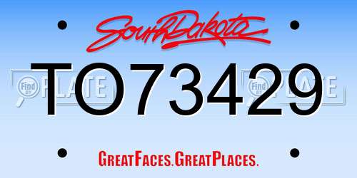 TO73429 South Dakota License Plate