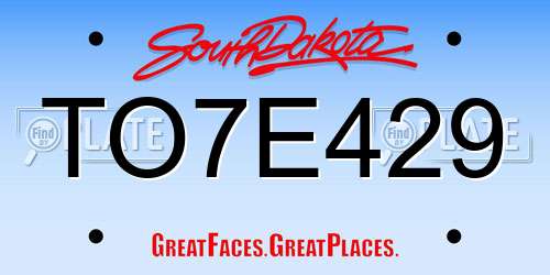 TO7E429 South Dakota License Plate