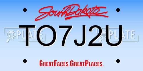 TO7J2U South Dakota License Plate