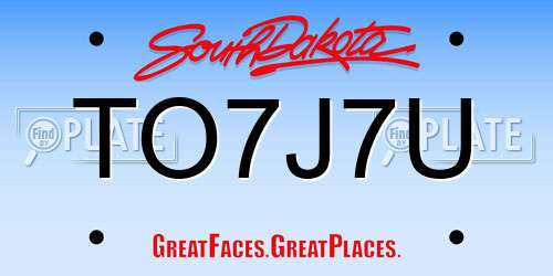 TO7J7U South Dakota License Plate