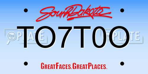 TO7T0O South Dakota License Plate