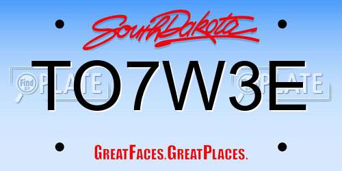 TO7W3E South Dakota License Plate