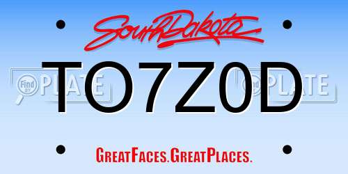 TO7Z0D South Dakota License Plate