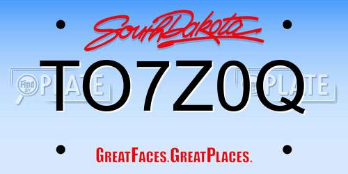 TO7Z0Q South Dakota License Plate