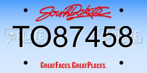 TO87458 South Dakota License Plate