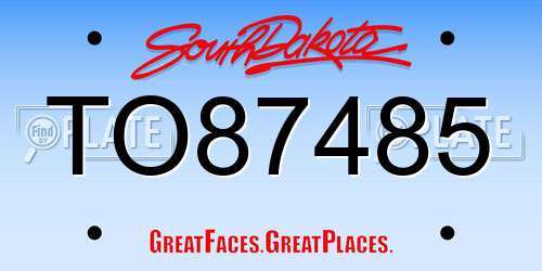 TO87485 South Dakota License Plate
