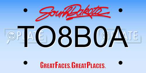TO8B0A South Dakota License Plate