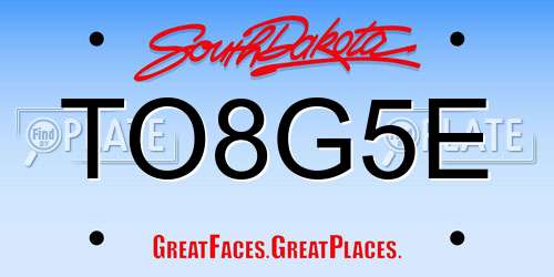 TO8G5E South Dakota License Plate