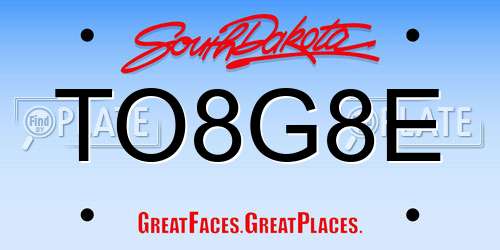 TO8G8E South Dakota License Plate