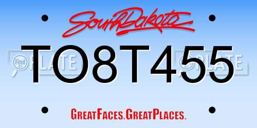 TO8T455 South Dakota License Plate
