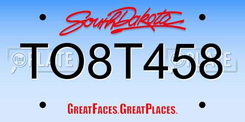 TO8T458 South Dakota License Plate
