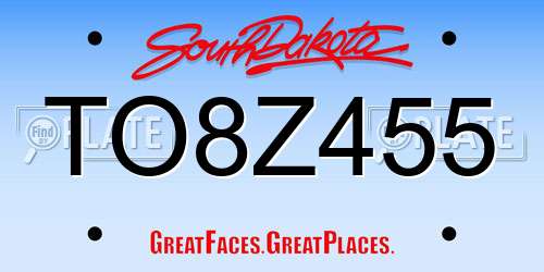 TO8Z455 South Dakota License Plate