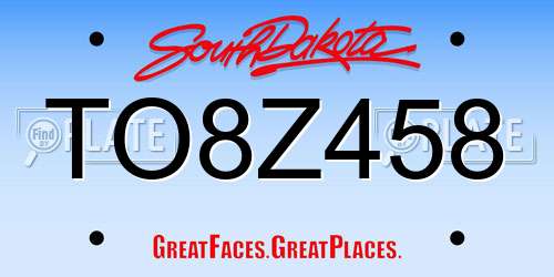 TO8Z458 South Dakota License Plate
