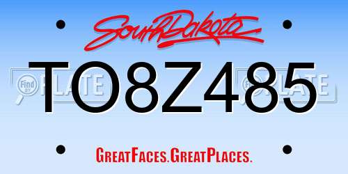 TO8Z485 South Dakota License Plate