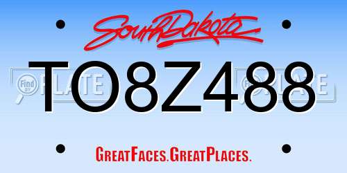 TO8Z488 South Dakota License Plate