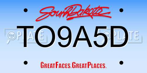 TO9A5D South Dakota License Plate