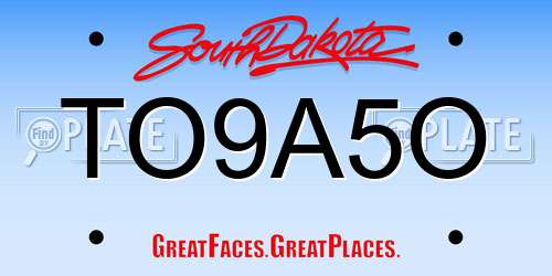 TO9A5O South Dakota License Plate