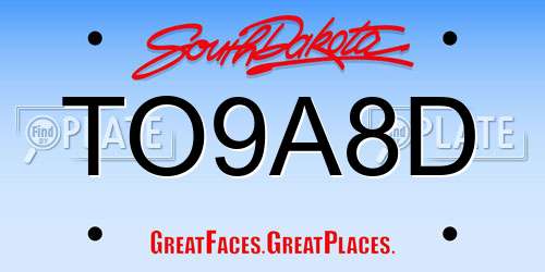 TO9A8D South Dakota License Plate