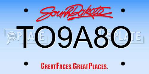TO9A8O South Dakota License Plate
