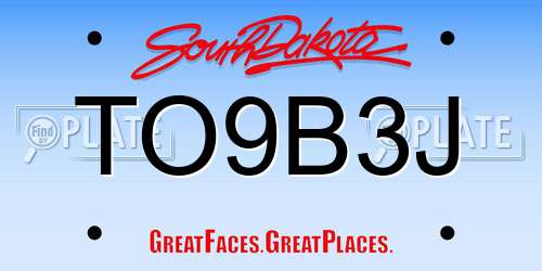 TO9B3J South Dakota License Plate