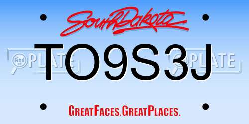 TO9S3J South Dakota License Plate