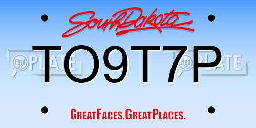 TO9T7P South Dakota License Plate