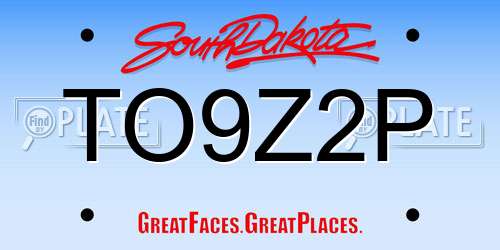 TO9Z2P South Dakota License Plate