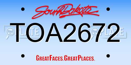 TOA2672 South Dakota License Plate