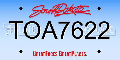 TOA7622 South Dakota License Plate