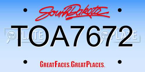 TOA7672 South Dakota License Plate