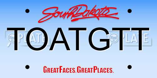 TOATGTT South Dakota License Plate