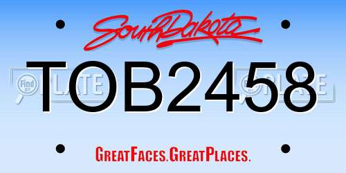 TOB2458 South Dakota License Plate