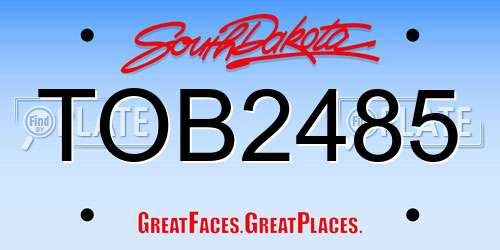TOB2485 South Dakota License Plate
