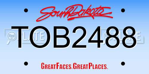 TOB2488 South Dakota License Plate