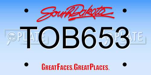 TOB653 South Dakota License Plate