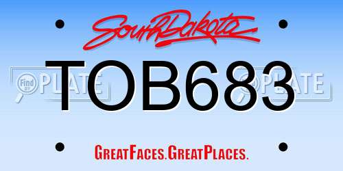 TOB683 South Dakota License Plate
